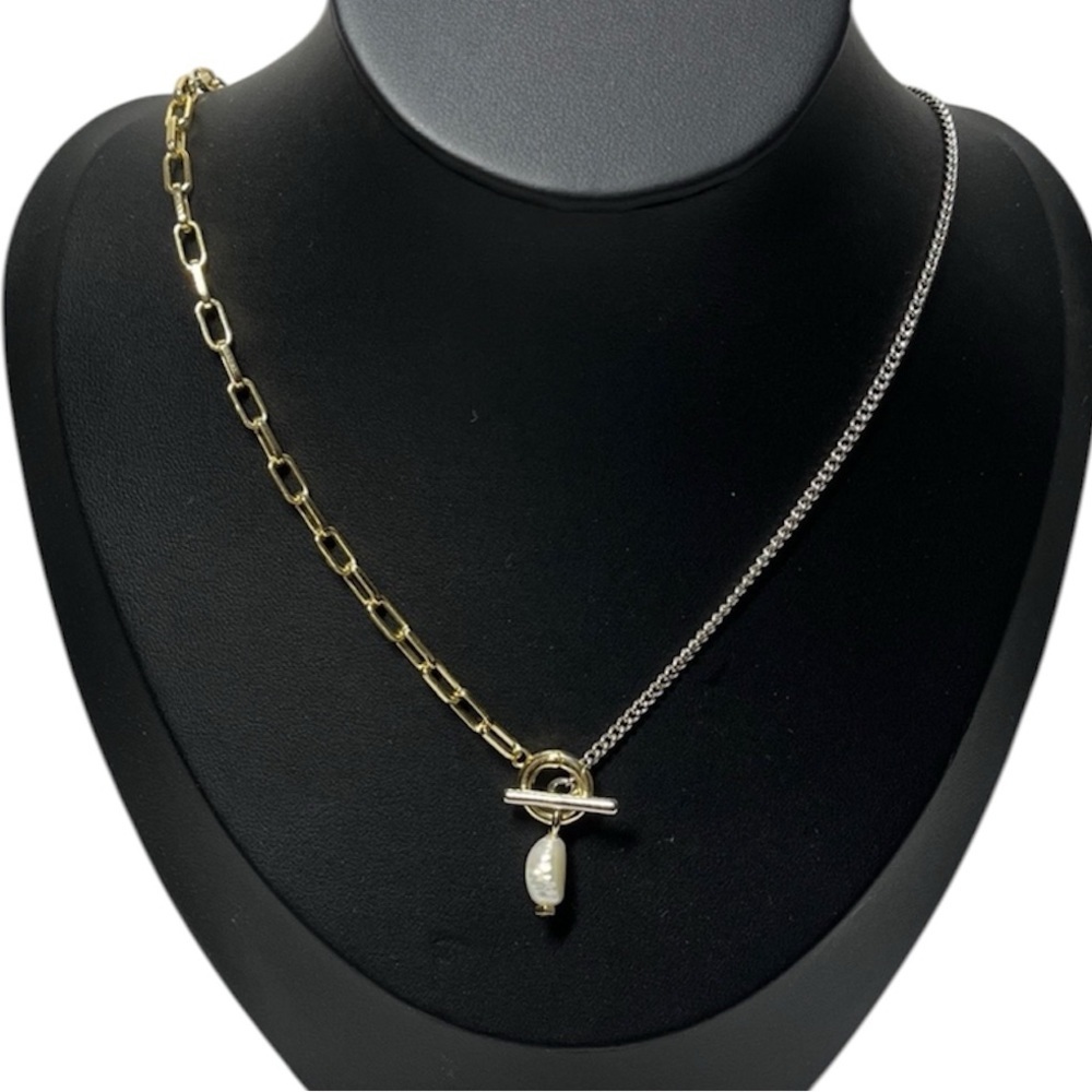 Kendra Scott Leighton Convertible Mixed Metal Pearl Chain Necklace.
